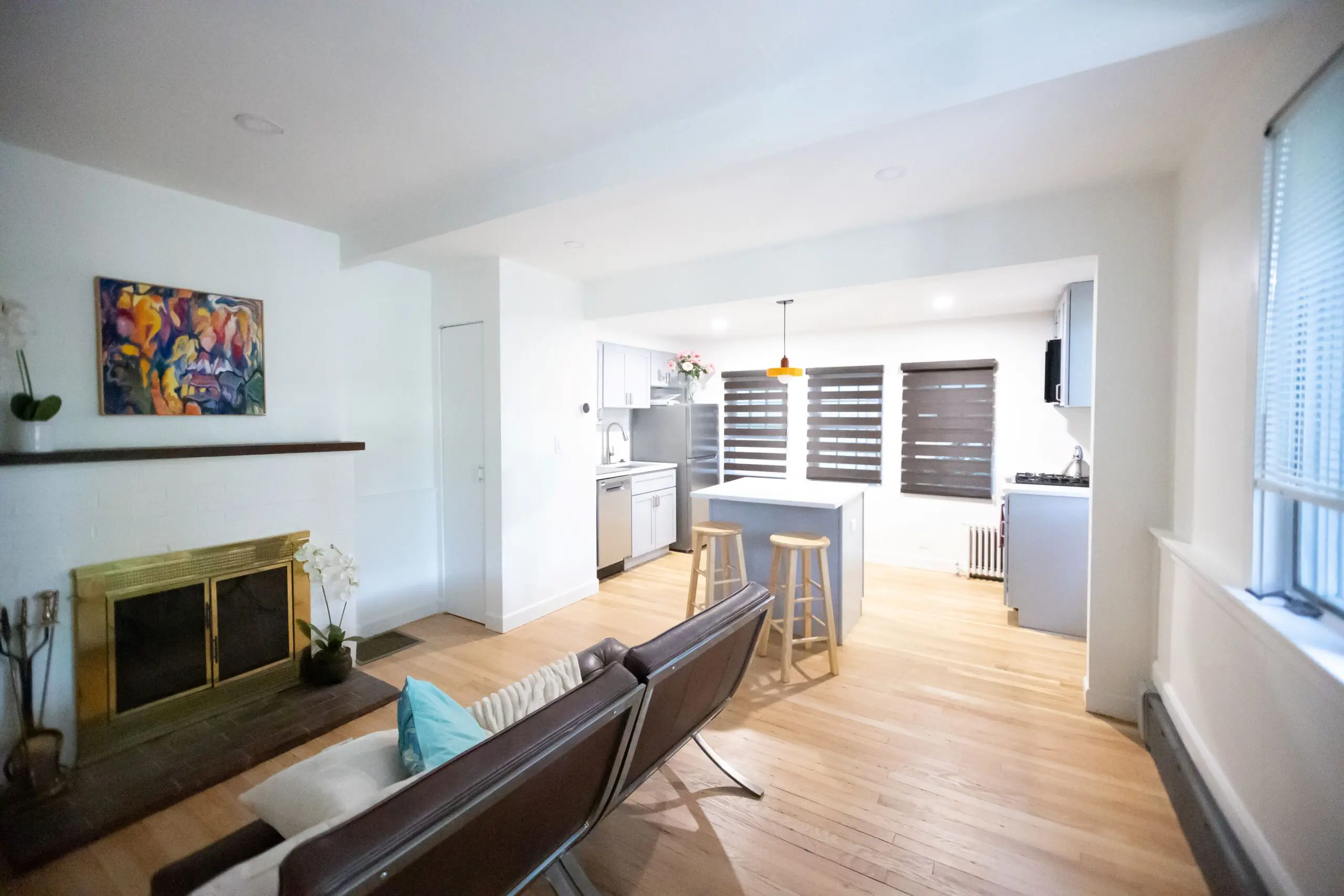 Modern Kitchen renovation in Boston area - wide view of updated kitchen